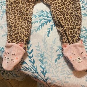 Carter's Leopard Print Pajamas with Pink Cat Feet